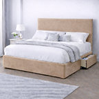 Plush Velvet Bed with Headboard, Mattress & Drawer
