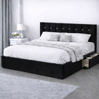 Plush Velvet Bed with Headboard, Mattress & Drawer