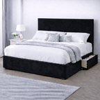 Plush Velvet Bed with Headboard, Mattress & Drawer