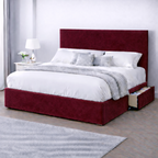 Plush Velvet Bed with Headboard, Mattress & Drawer