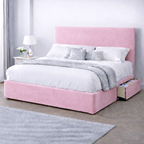 Plush Velvet Bed with Headboard, Mattress & Drawer