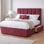 Chenille Bed with Headboard, Mattress & Drawer