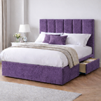 Chenille Bed with Headboard, Mattress & Drawer