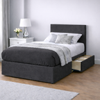 Chenille Bed with Headboard, Mattress & Drawer