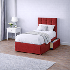 Chenille Bed with Headboard, Mattress & Drawer