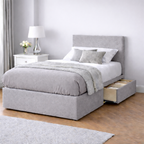 Chenille Bed with Headboard, Mattress & Drawer