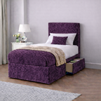 Crushed Velvet Bed with Headboard, Mattress & Drawer