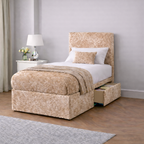 Crushed Velvet Bed with Headboard, Mattress & Drawer
