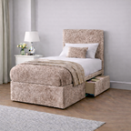 Crushed Velvet Bed with Headboard, Mattress & Drawer