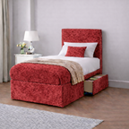Crushed Velvet Bed with Headboard, Mattress & Drawer