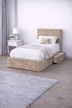 Plush Velvet Bed with Headboard, Mattress & Drawer