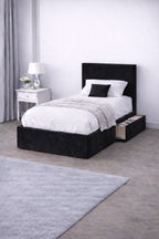 Plush Velvet Bed with Headboard, Mattress & Drawer