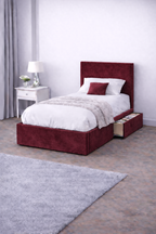 Plush Velvet Bed with Headboard, Mattress & Drawer