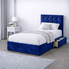 Plush Velvet Bed with Headboard, Mattress & Drawer