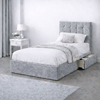 Plush Velvet Bed with Headboard, Mattress & Drawer
