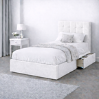 Plush Velvet Bed with Headboard, Mattress & Drawer
