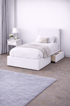 Plush Velvet Bed with Headboard, Mattress & Drawer
