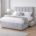 Chenille Bed with Headboard, Mattress & Drawer