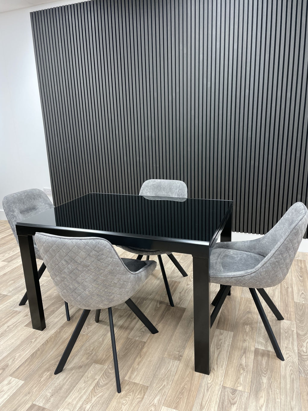 Phoenix Dining Table & 4 Grey Chairs