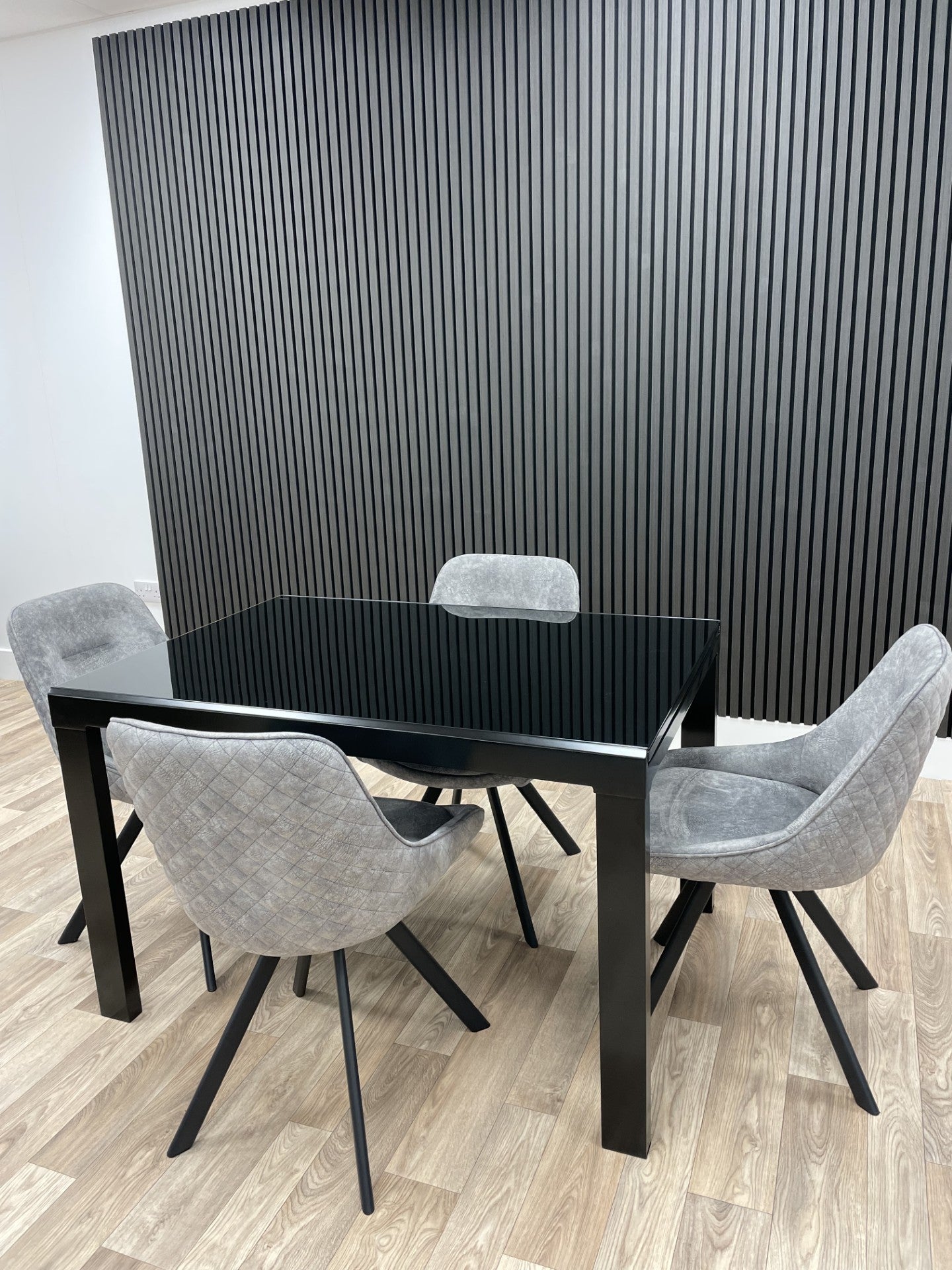 Phoenix Dining Table & 4 Grey Chairs