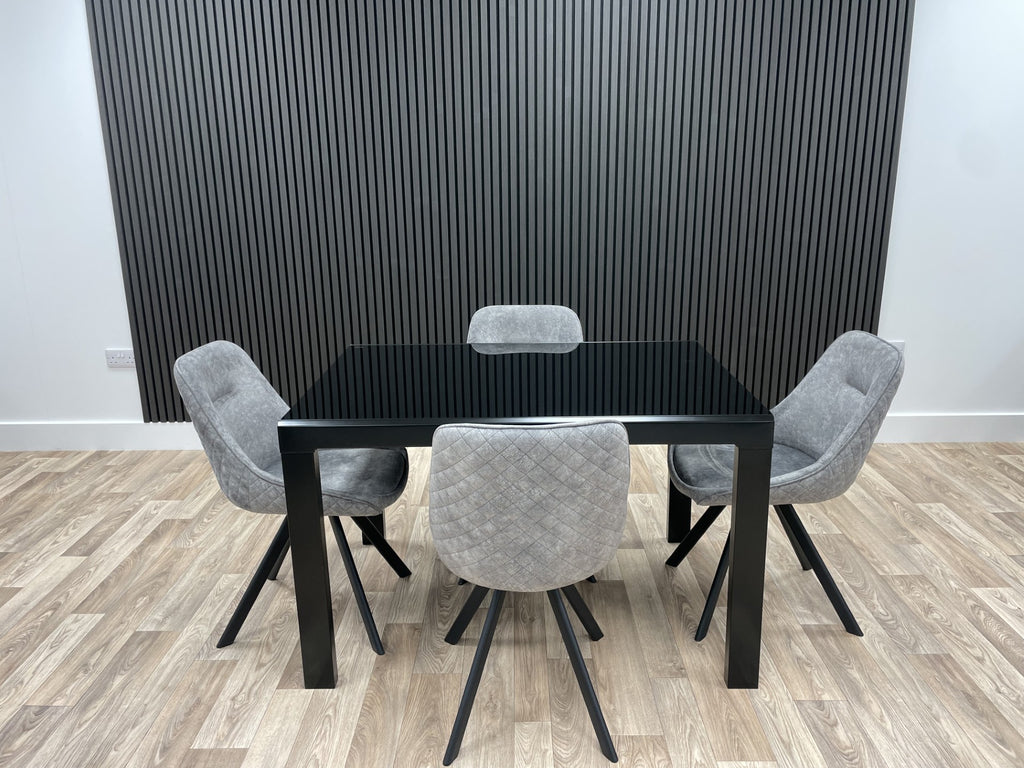 Phoenix Dining Table & 4 Grey Chairs