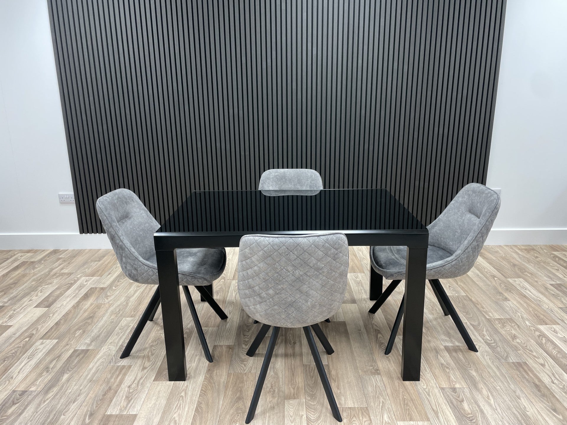 Phoenix Dining Table & 4 Grey Chairs