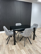 Phoenix Dining Table & 4 Grey Chairs