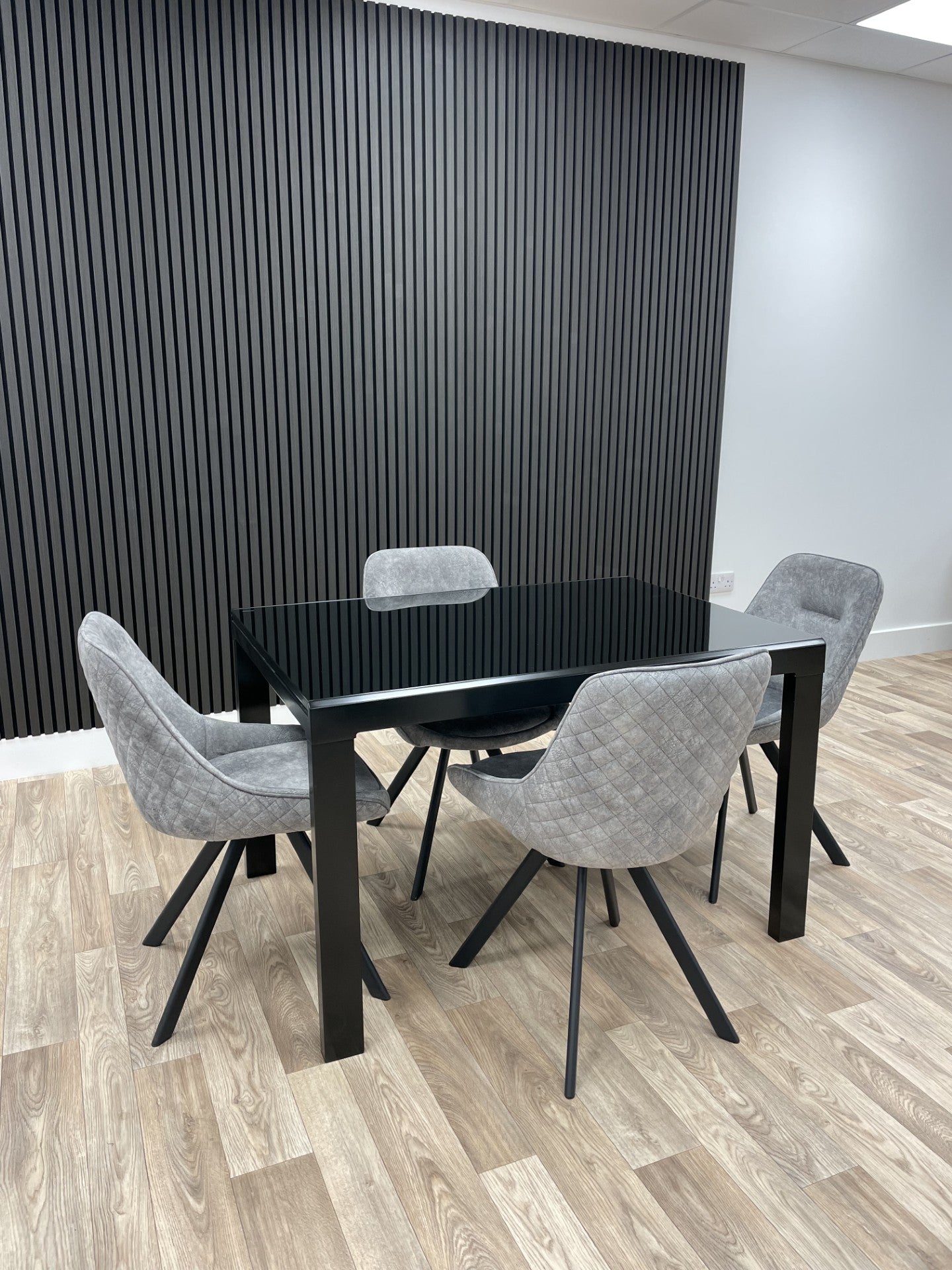 Phoenix Dining Table & 4 Grey Chairs